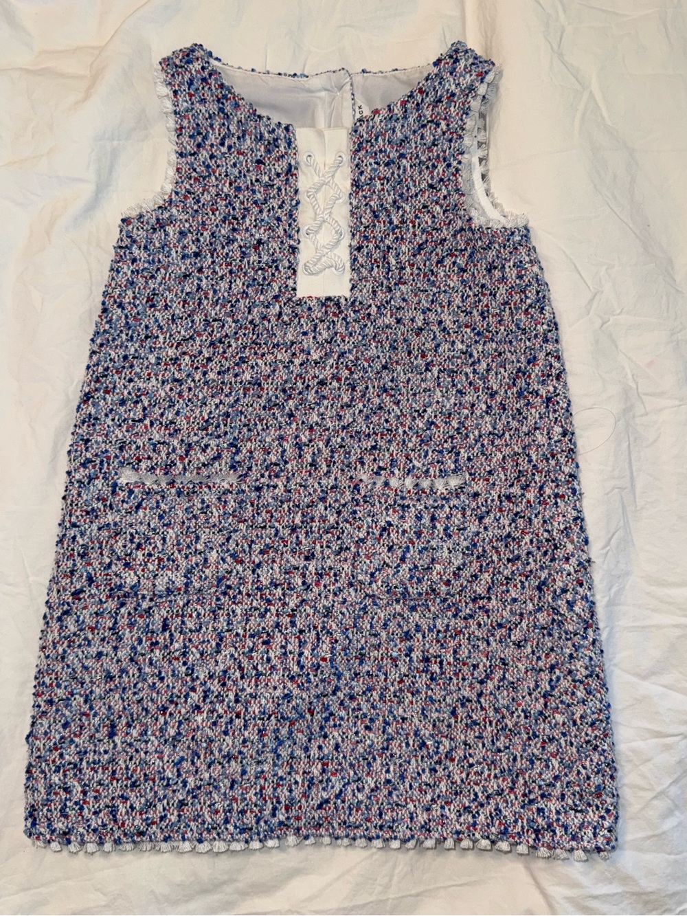 Janie and Jack White Tweed-Look Shift with Blue and Pink Flecks Size 5T